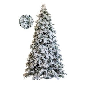 დათოვლილი ნაძვის ხე ფიჭვის გირჩებით 210 სმ - ZK02